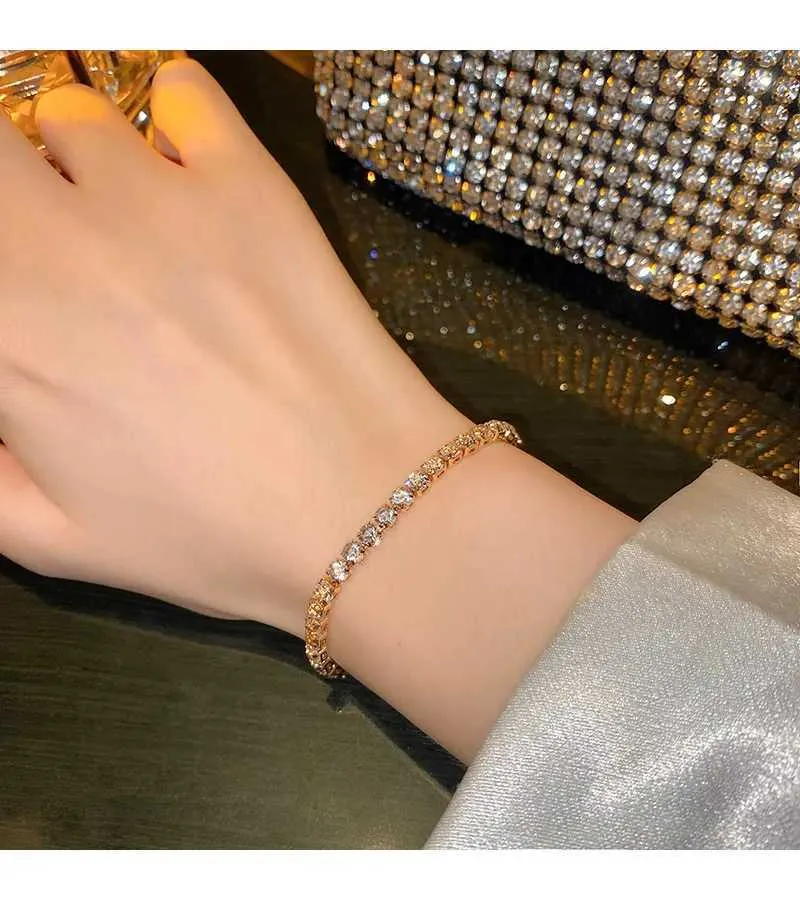 Adjustable Zircon Bangle Bracelet Gold Plated Stainless Steel_voghion.com