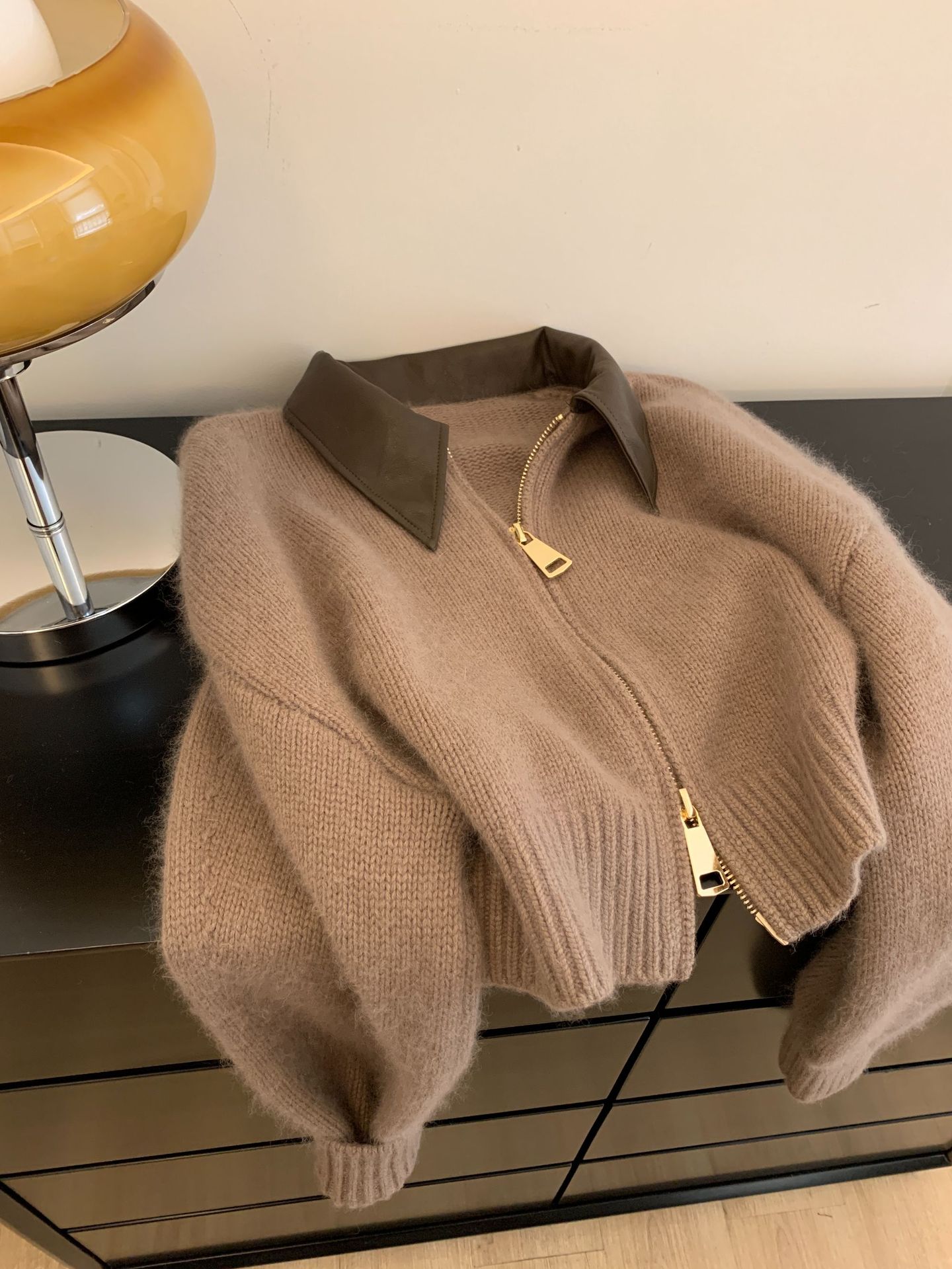 Women's Clothing Real shot knitted cardigan sweater jacket women's autumn clothing autumn and winter outer wear new style hot selling loose zipper top
