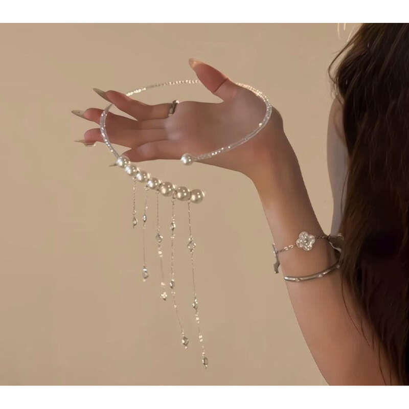 2024 Collana girocollo con gonna abbinata di alta bellezza con nappa scintillante e colletto di perle_voghion.com