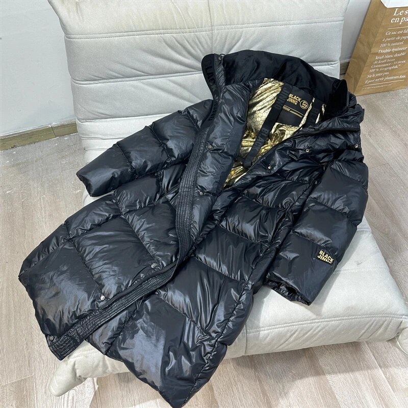Anti-Saison Gold weiß neue mittellange Burst Winter Männer und Frauen Daunenjacke Flut schwarz_voghion.com