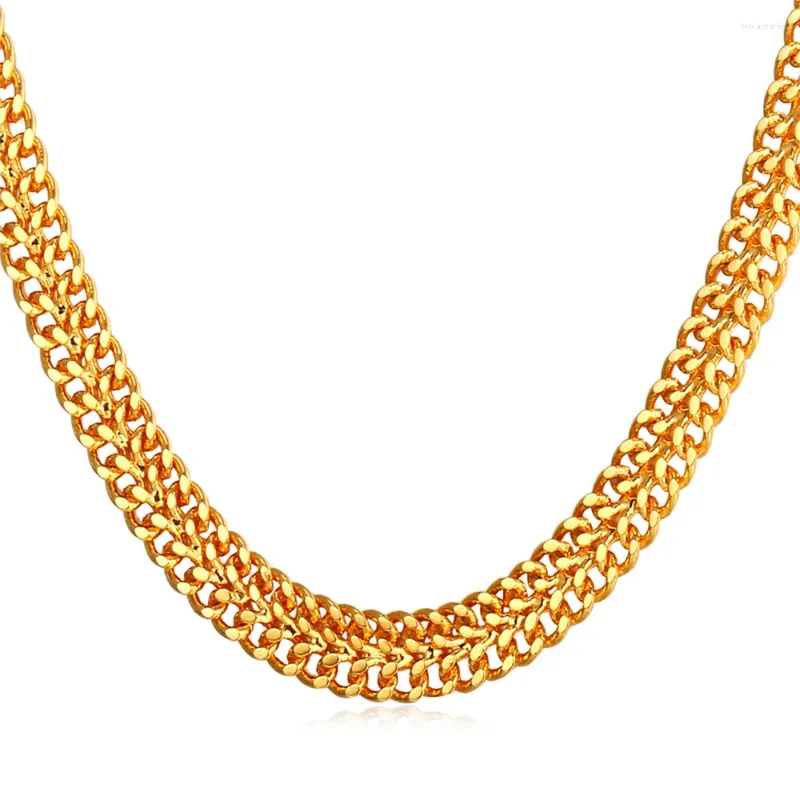 Kettingen Goud/Roségoud/Zilver Kleur Dubbele Rij Parallel Gelaste Ketting Mode Sieraden_voghion.com