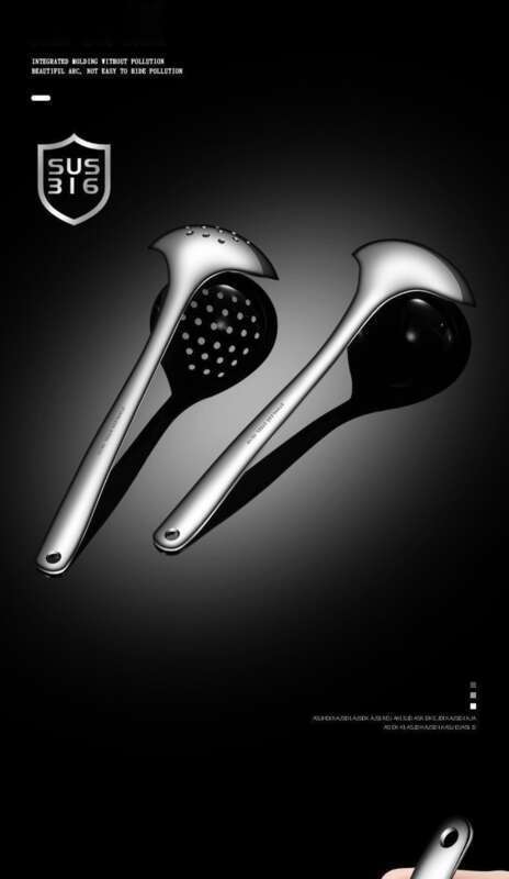 Thickened 316 Stainless Steel Leaky Household Hot Pot Spoon, Long Handled Drinking Soup, Spoon Set For Serving Soup_voghion.com