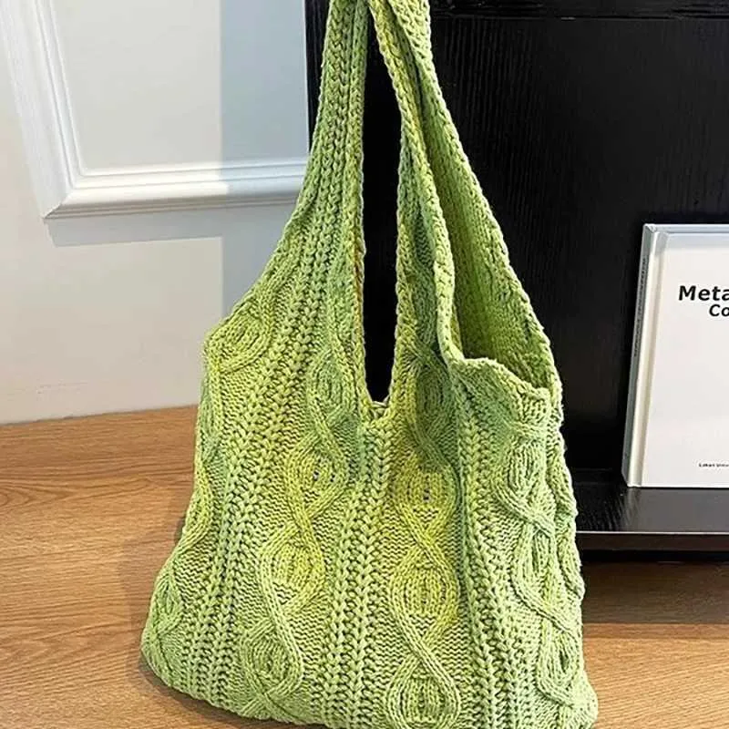 Gebreide schoudertas van wol vintage handtas voor dames_voghion.com