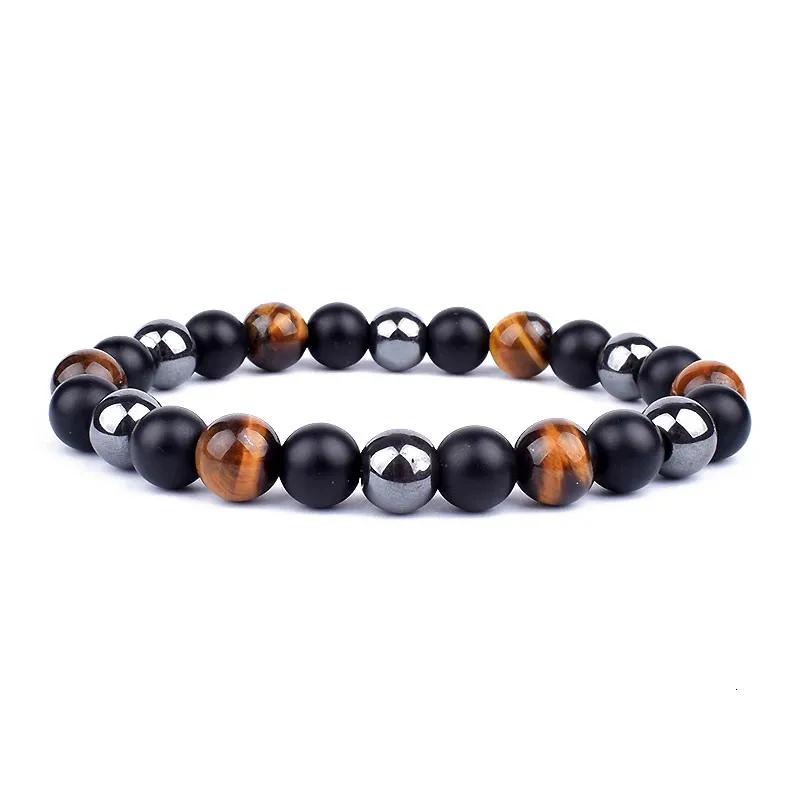 Triple Protection Beaded Bracelet With Obsidian Hematite Tiger Eye_voghion.com