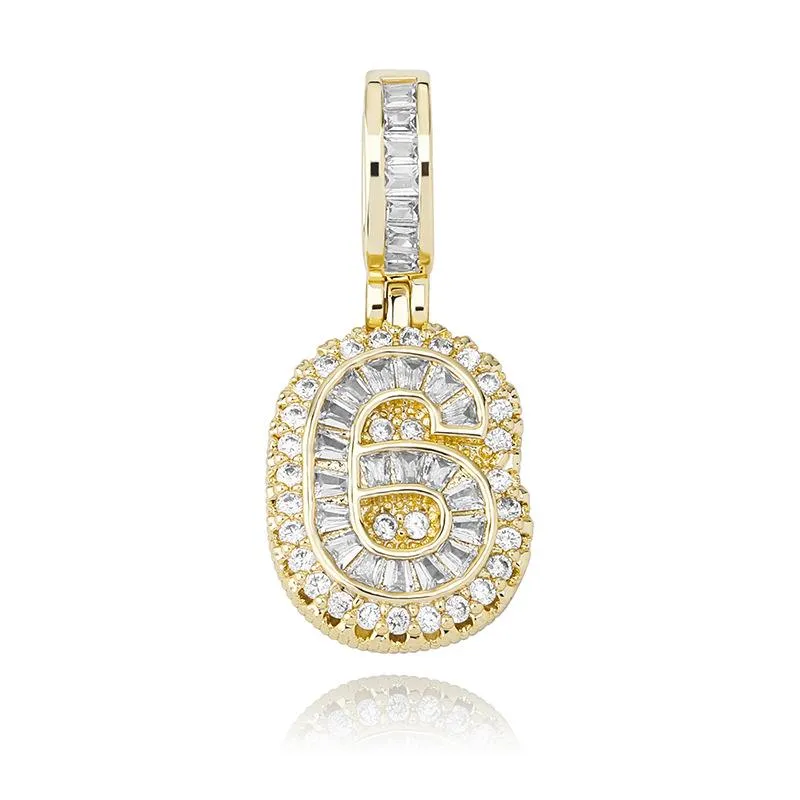 Gold Plated Iced Out CZ Square Cubic Zirconia Custom Sports Number Pendant Chain Necklace DIY Bling Diamond Hip Hop_voghion.com