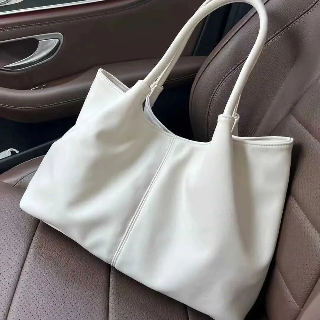 Simple White Shoulder 2024 Womens PU Leather Soft Underarm School Large Capacity Bag Full Student Shopping Handba241031_voghion.com