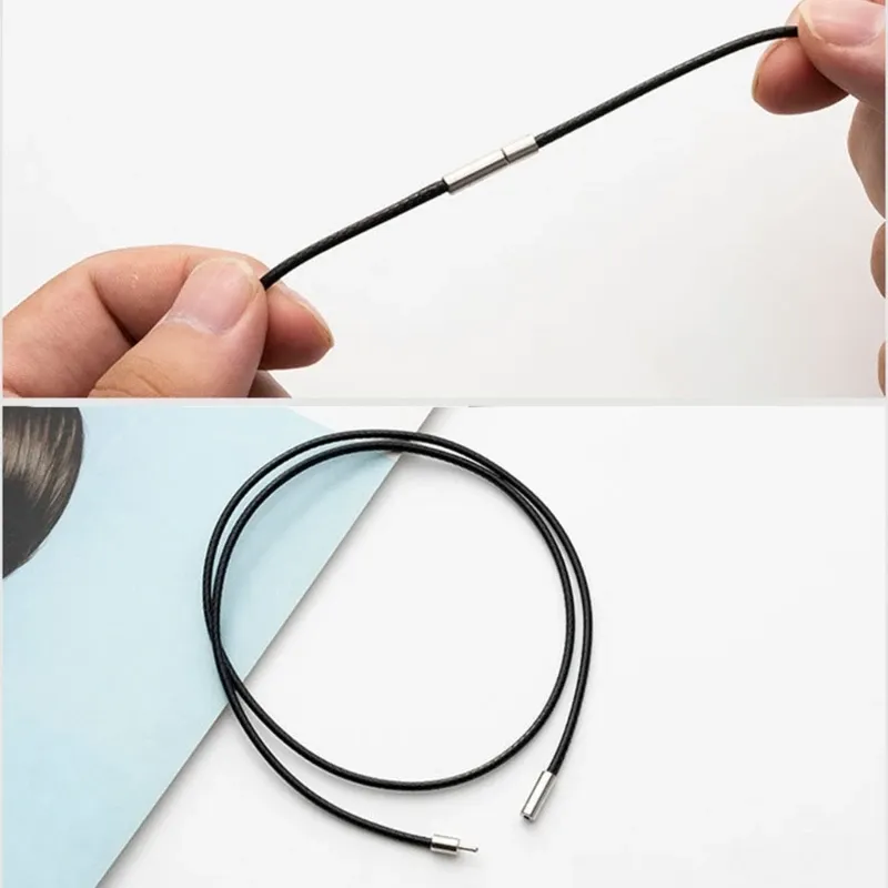 Correntes Impermeáveis Couro Trançado Colar Corda de Cera Pingente Cordão Cordão Com Fecho Seguro Macio Confortável_voghion.com