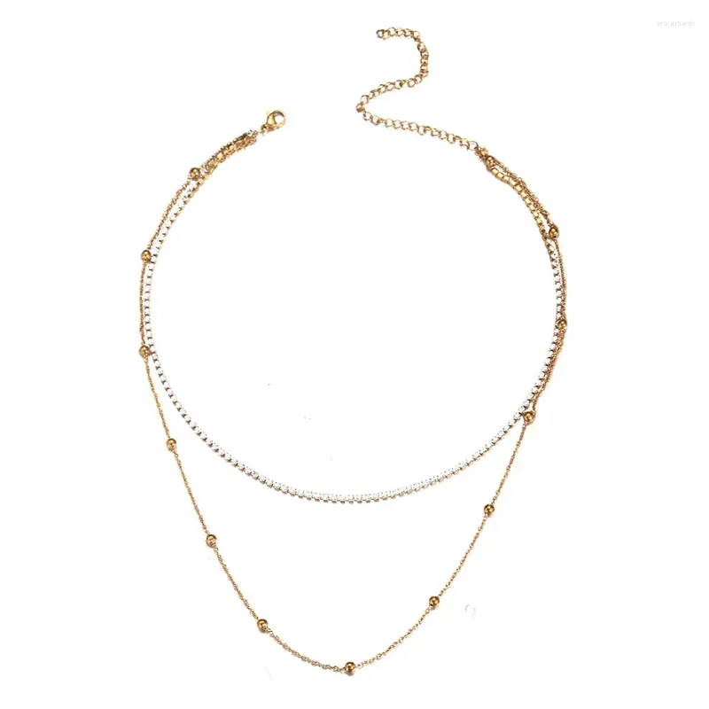 Chains MinaMaMa Vintage Stainless Steel Rhinestone Crystal Choker For Women Multilayer Chain Necklaces Jewelry_voghion.com