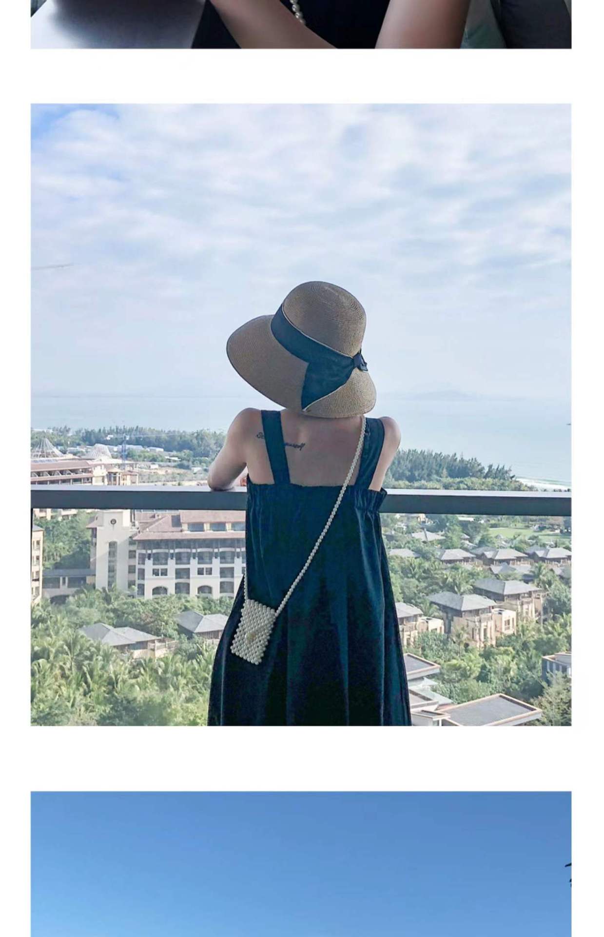 Celebrità di Internet Instagram da donna in paglia, spiaggia pieghevole per l'estate, cappello da sole da pescatore con fiocco per ombreggiatura del viso, cappello da bacino_voghion.com