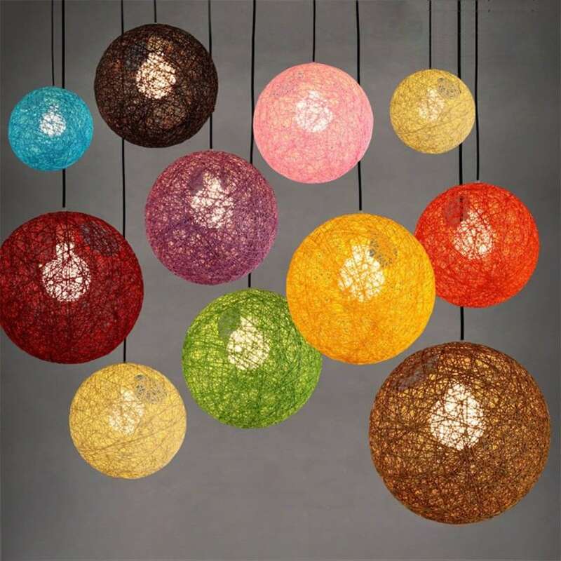 【 5671 People's Collection 】 Lampshade, Rattan Ball Fabric Shell, DIY Accessories, LED Light Bulb,_voghion.com