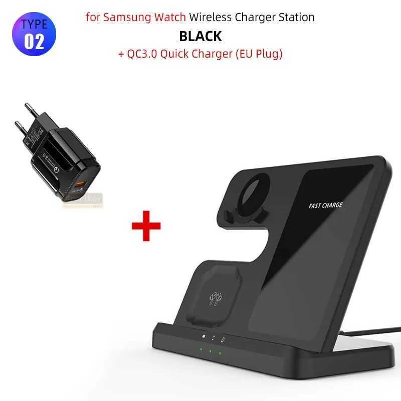 15W 3-in-1 Station Suitable For S23 S22 IPhone 15 14 13 Galaxy Watch 4 3 Earphones 2 Fast Wireless Charger Y241118_voghion.com