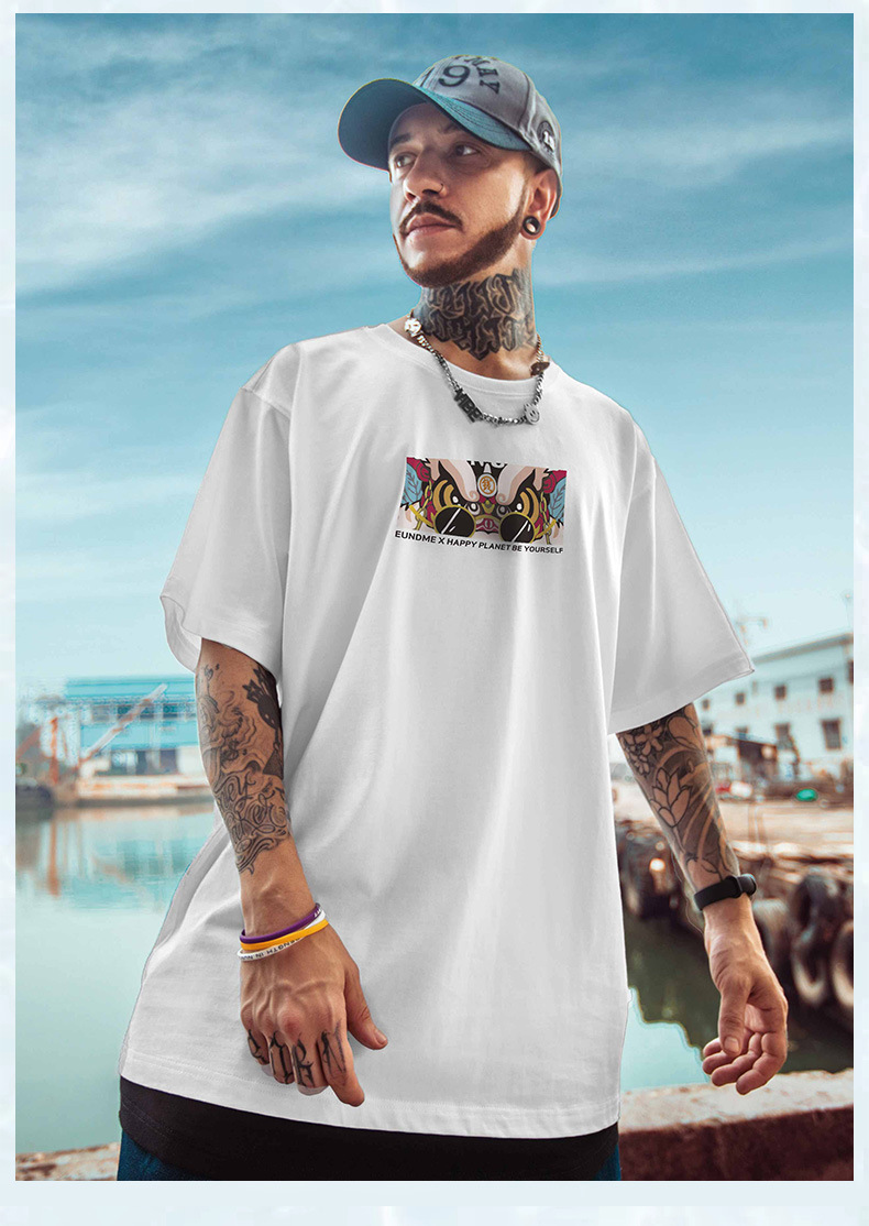 Κοντό μπλουζάκι oversize για φοιτητές, μοντέρνο ανδρικό μπλουζάκι Instagram, με μεγεθυμένο μπλουζάκι με γράμματα και φαρδιά μανίκια, καλοκαιρινό_voghion.com