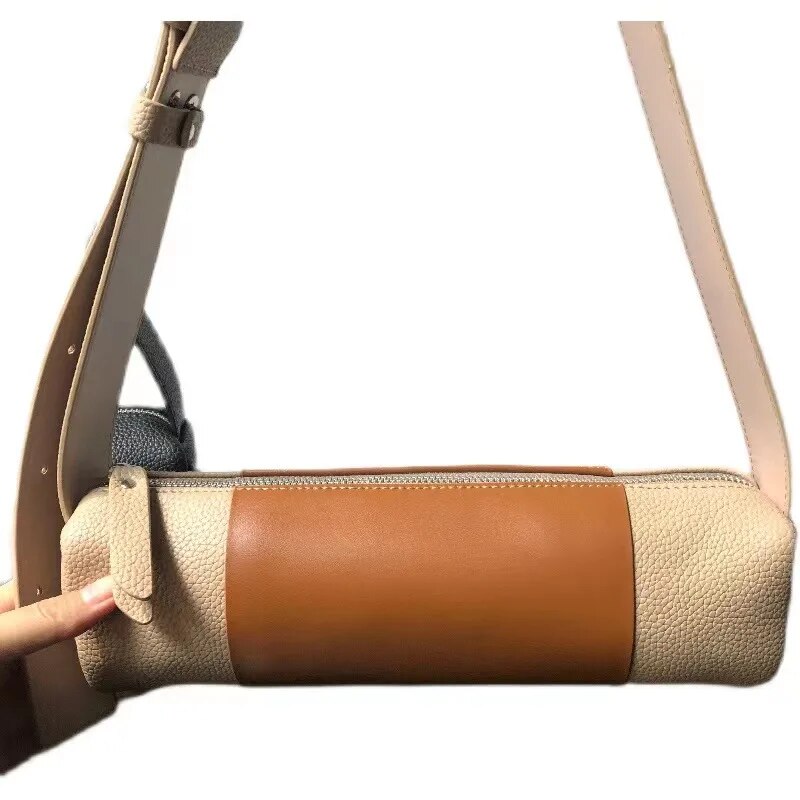 Nouveau porte-stylo cylindrique sous les aisselles large sangle couleur assortie tube de bambou sac à bandoulière_voghion.com