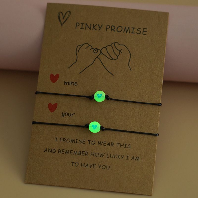 Nuovo semplice luminoso amore fortunato perlina amicizia coppia tirare gancio carta braccialetto regolabile mano corda_voghion.com