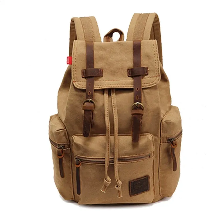 Fashion Vintage Canvas Backpack School Mens Bags Large Capacity Travel Laptop Retro Bag Drop 240730_voghion.com