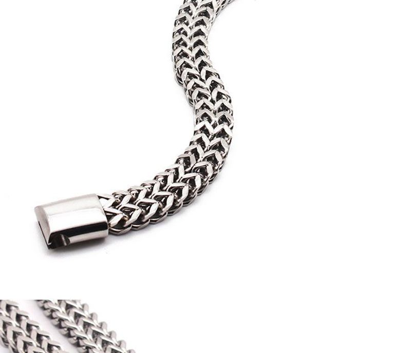 Doppellagiges kubanisches Armband für Männer, trendige Marke, verbreitertes dominantes Netz, Fischgräten-Sier-Armband, Titanstahl_voghion.com