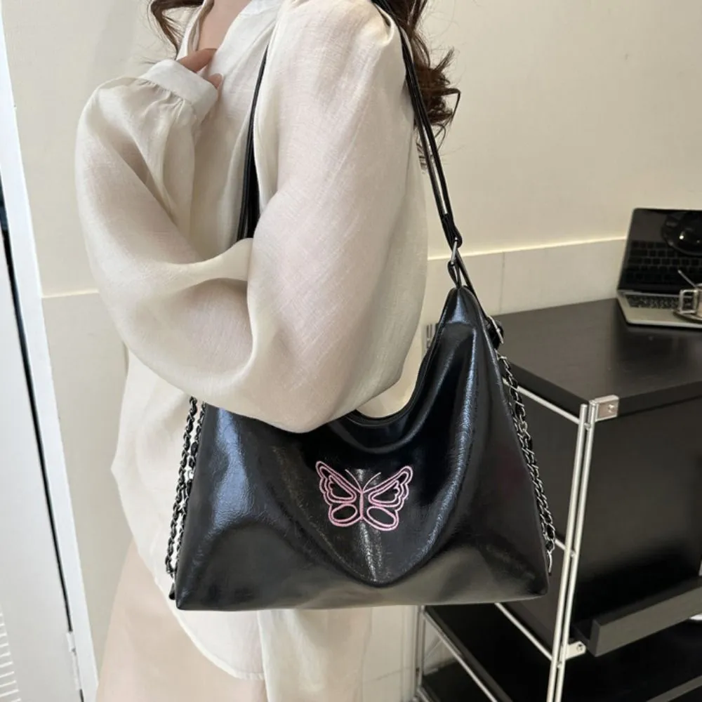 Multifunktionale PU-Lederkette Schultertasche Dual Purpose Korean Style All-Match Große Kapazität Einkaufstasche Geschenk_voghion.com