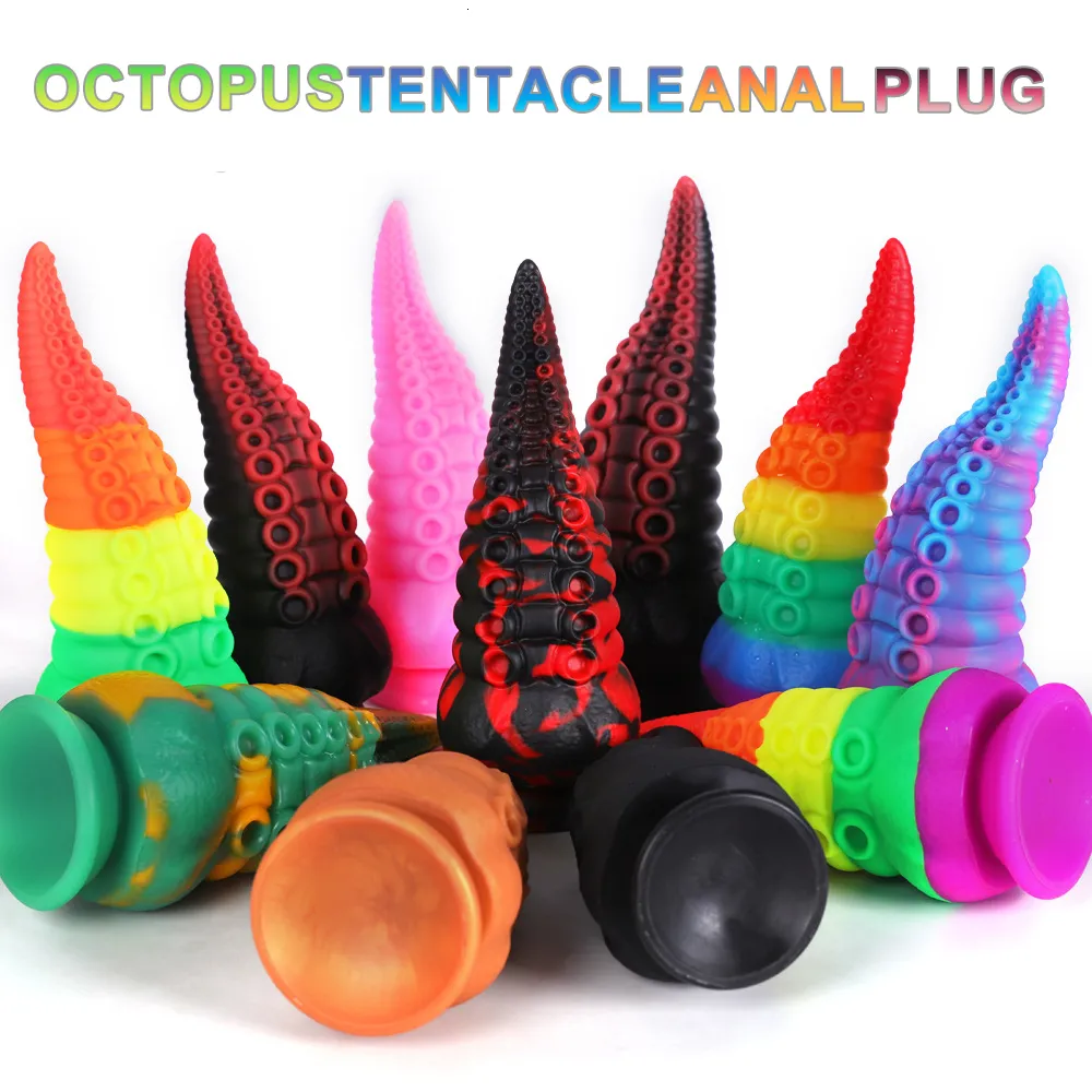 Tentacoli di polpo Plug Massaggio prostatico Buttplug Giocattoli sessuali per donna/uomo Enormi dildo anali in silicone_voghion.com