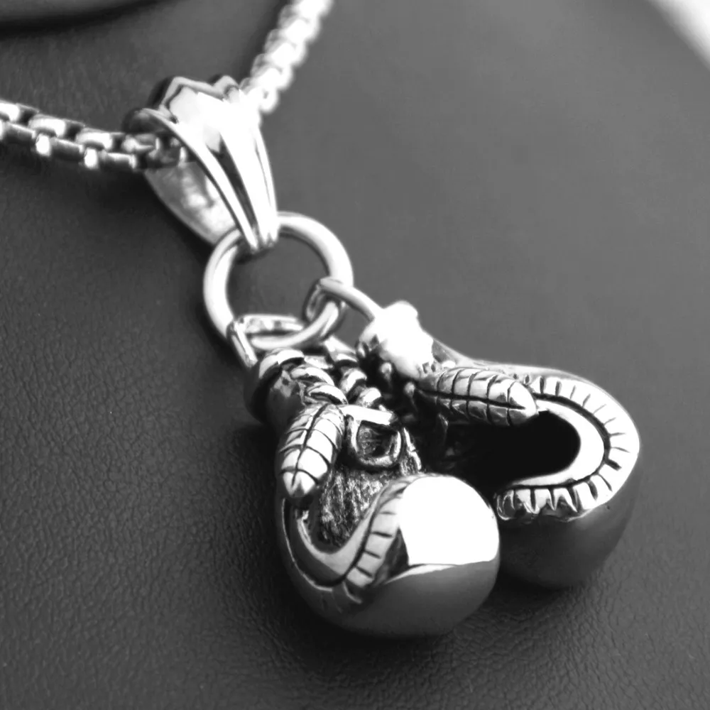 Pendant Necklaces 2pcs/set Mens Unisex Stainless Steel Sier Color/gold Black Boxing Gloves Necklace Sport Colar Jewelry_voghion.com