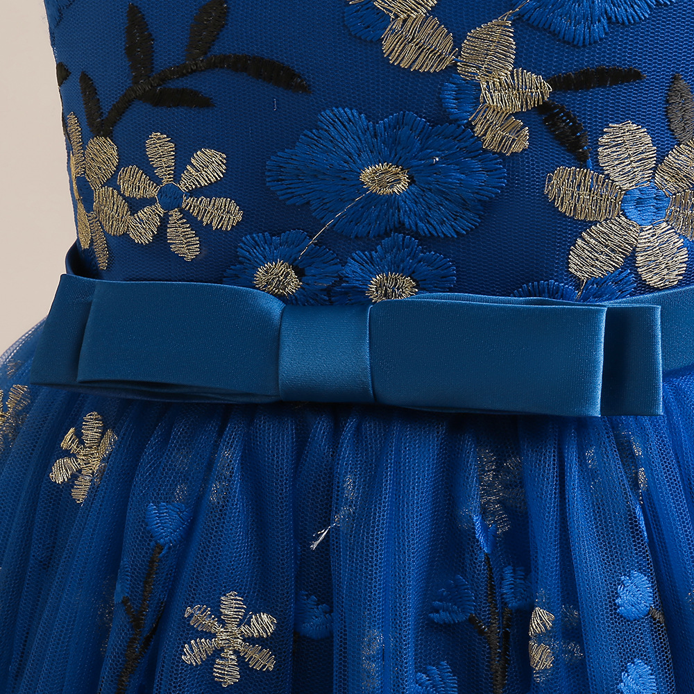 Kinderkleidung neues Mädchenkleid Prinzessinnenkleid mittlerer und großer Kinder besticktes Netzkleid Kinderferienleistungskostüme_voghion.com