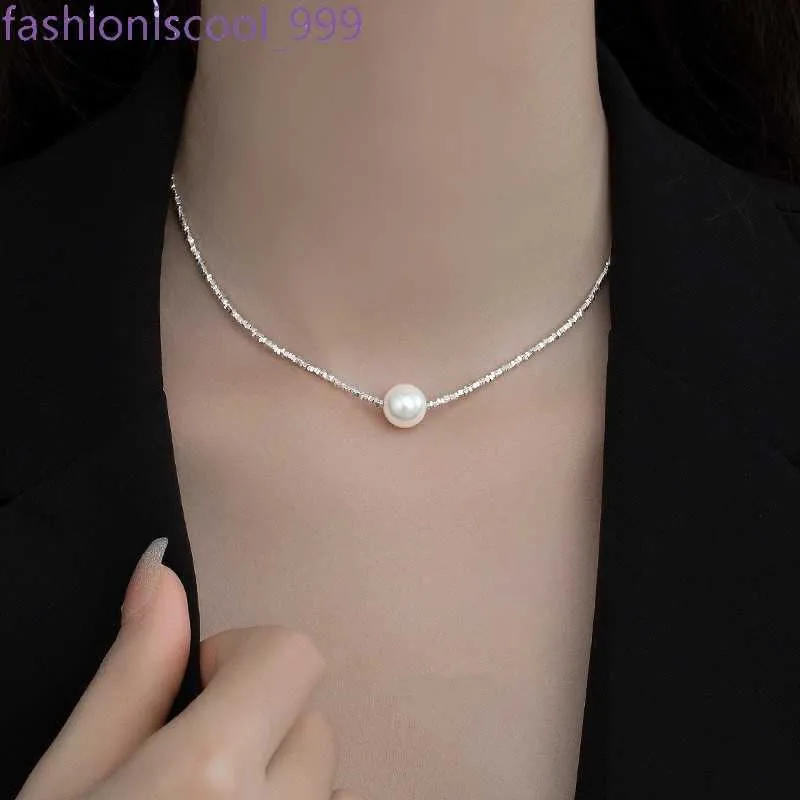 Neregulāras krelles ķēde Sieviešu rotaslietas Eleganta Sterling Sier Pearl Charm Kaklarota_voghion.com