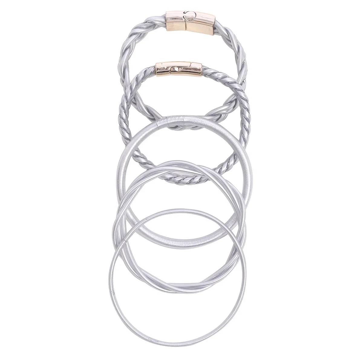 Armreif 5 teile / satz Trendy Gold Farbe Gelee Silikon Weben Armreifen Armbänder Für Frauen Mode Buddhistischer Charme Manschette Armband_voghion.com