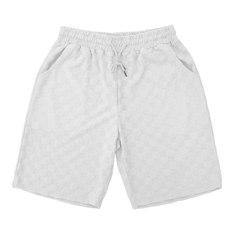 Trendy Men's Jacquard Checkerboard Pattern Spring Summer Loose Sports And Leisure Two-piece Set For Men_voghion.com