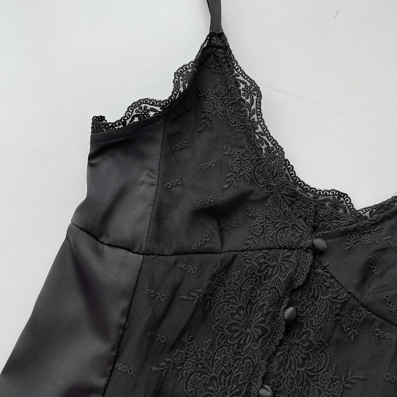 Nouveau haut d'été en satin et dentelle blanche pour femme, coupe slim, petit caraco à boutons, 3403_voghion.com