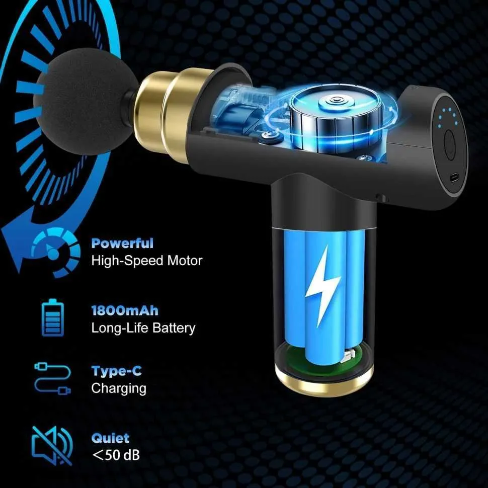 6-Speed Massage Gun - 4 Heads｜Shoulder/Leg Pain Relief_voghion.com