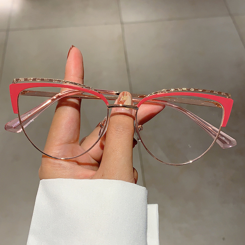Mode Nieuwe Cat Eye Anti-Blauw Licht Frame Internet Beroemdheid Zelfde Stijl High-End Ins Blote Gezicht Afslanken Zonder Recept_voghion.com