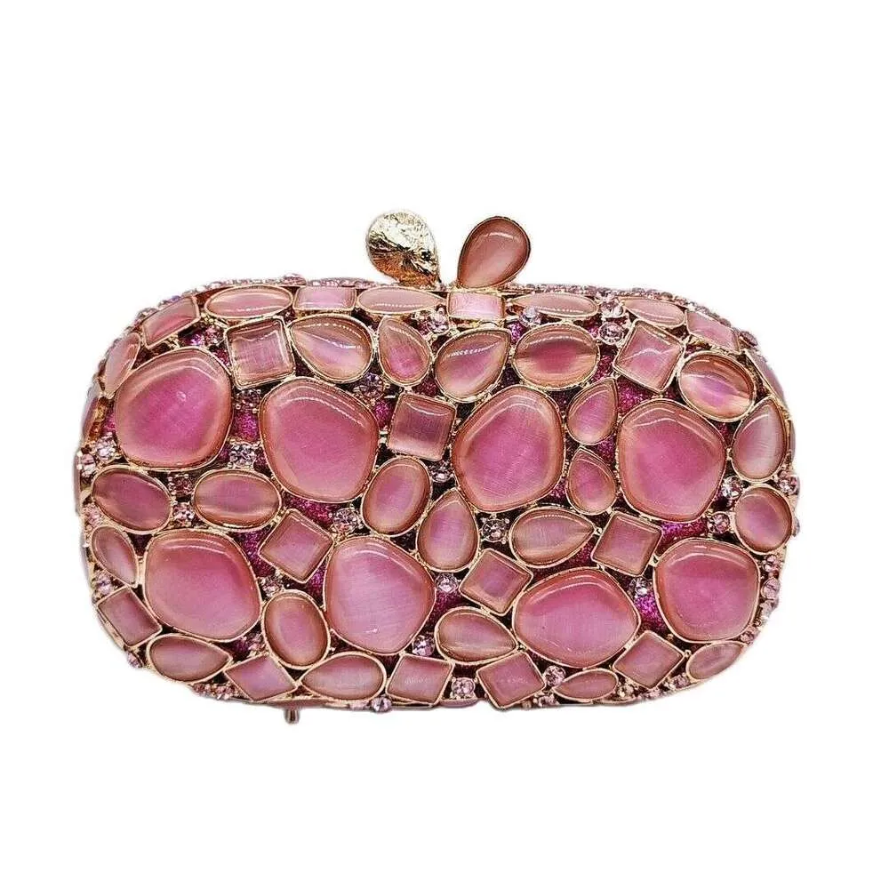Schimmernde Steine Metallbox Glitzer Glänzend Dias Abend Hochzeit Party Clutch Mode Damen Handtasche Umhängetasche_voghion.com