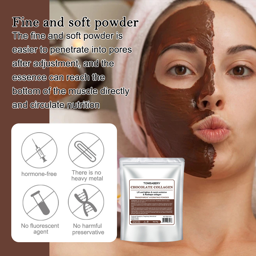 20g Chocolate Collagen Protein facial mask Multi effect Soft Mask Powder Moisturizing, Lifting and Firming_voghion.com