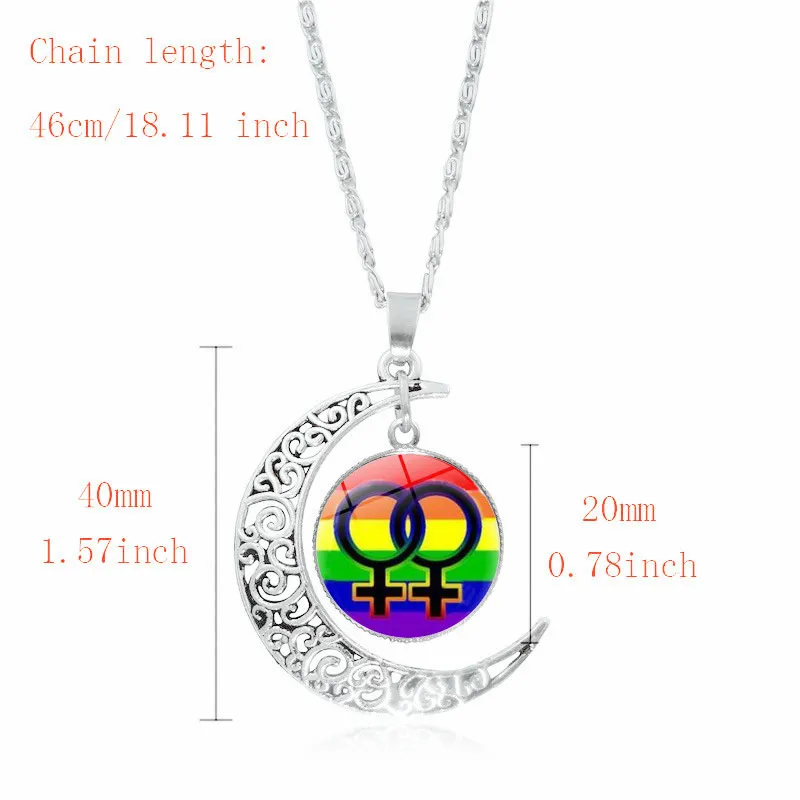 Rainbow Pride Moon Pendant Necklace For Women And Men Jewelry_voghion.com