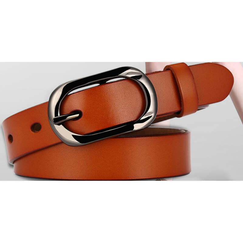 Cintura in pelle con fibbia ad ardiglione da donna per pantaloni slim alla moda casual_voghion.com