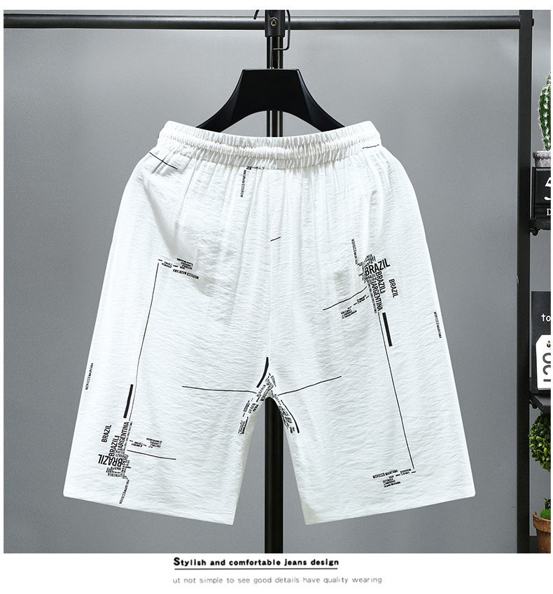 Fat up size 5/4 summer beach casual running sports shorts for men's 5/8 straight leg pants_voghion.com