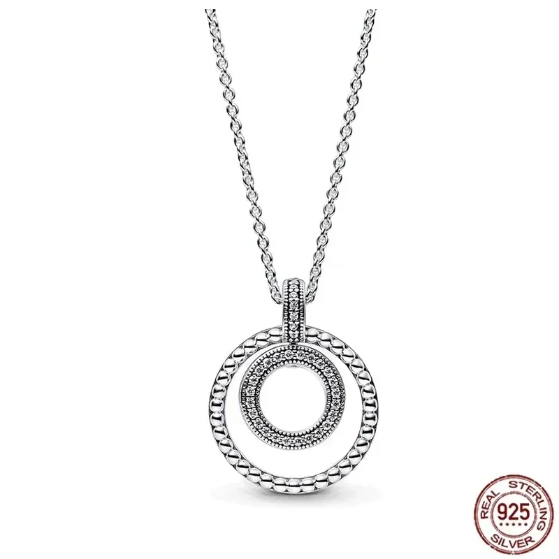 Klassiskt glänsande runt hjärta fyrkantigt hänge halsband hängsmycken_voghion.com