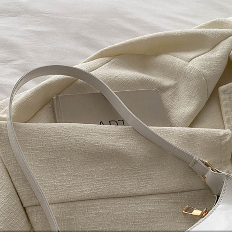 Retro Einfarbig PU Leder Schulter Unterarm Tasche Mode Casual Hobos Geldbörsen und Handtasche Damen Handtaschen_voghion.com