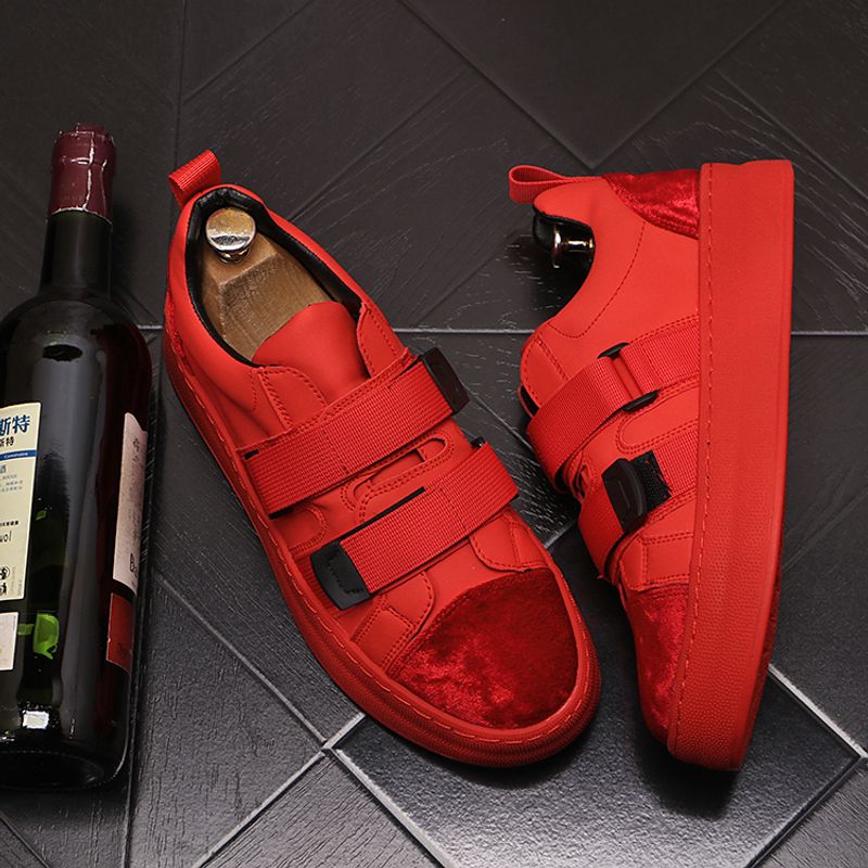Cricket für Männer 2023 Neue One Step Lazy Trend Vielseitige Casual Velcro Herren Rote Einzelschuhe_voghion.com