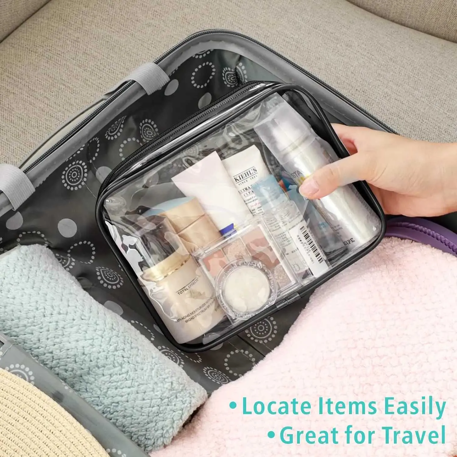 Simple PVC transparent waterproof storage box travel makeup organizer bathroom wash bag Y241023_voghion.com