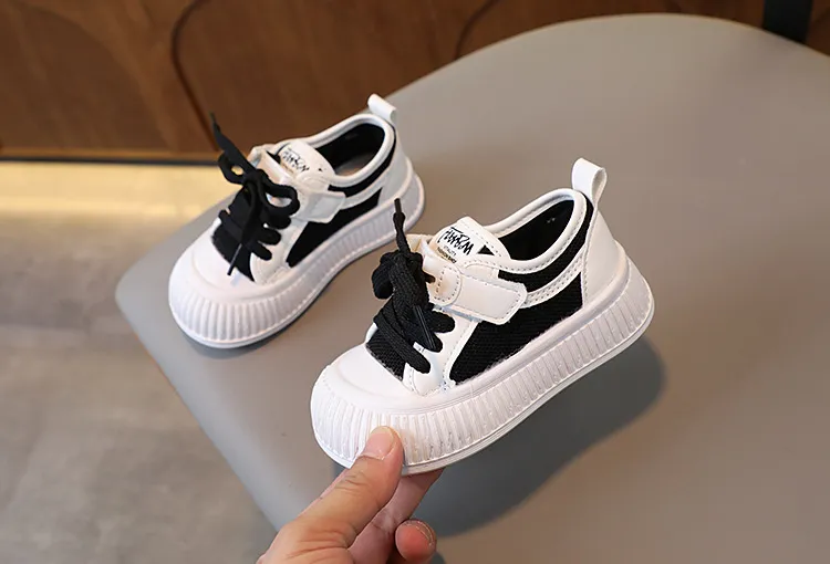 Kinder Jungen Turnschuhe Frühling Herbst Kinder Mädchen Board Cutefeet Infant Kleinkind Schwarz Weiß Farbe Weiche Sohle Schuhe Größen 21_voghion.com
