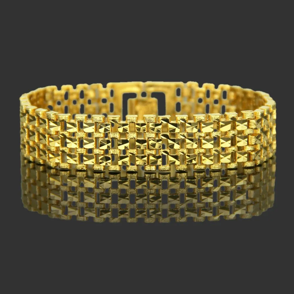 Mens Gold Bracelet Personalized Hip Hop Rapper Bangle Chain Jewelry_voghion.com