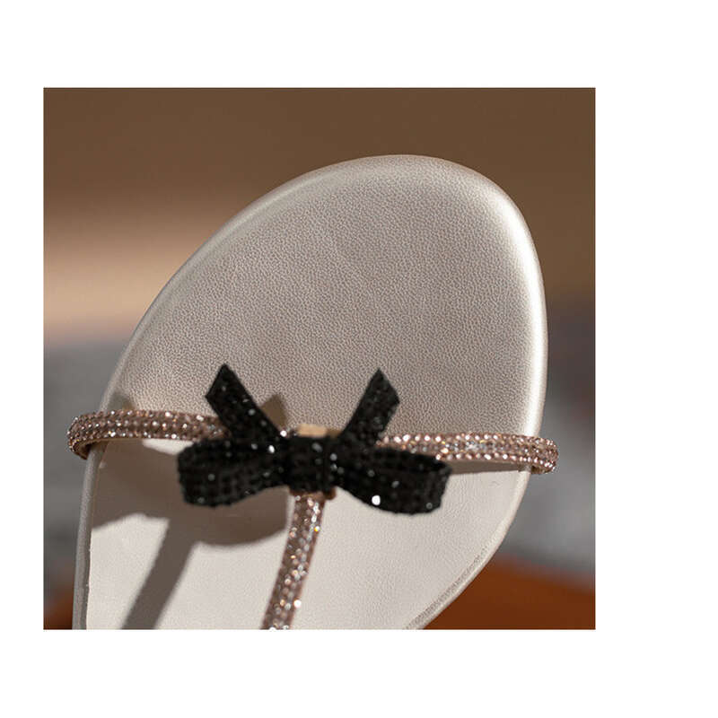 klassische Strass-Sandalen, schwarze Schleife im Feenstil, römisches Band, ausgehöhlte Prinzessinnen-Damenschuhe_voghion.com