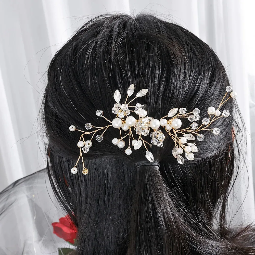 Clips Barrettes Crystal Pearl Hairpin Vine Tiaras Head Piece Comb Headband Hairpins Hairbands Accessories Wedding Bridal_voghion.com