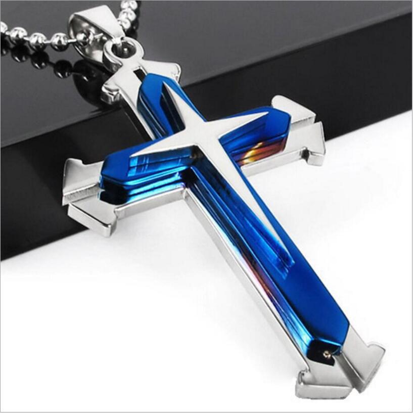 Collana con ciondolo a croce minimalista liscio con 3 strati divisi_voghion.com