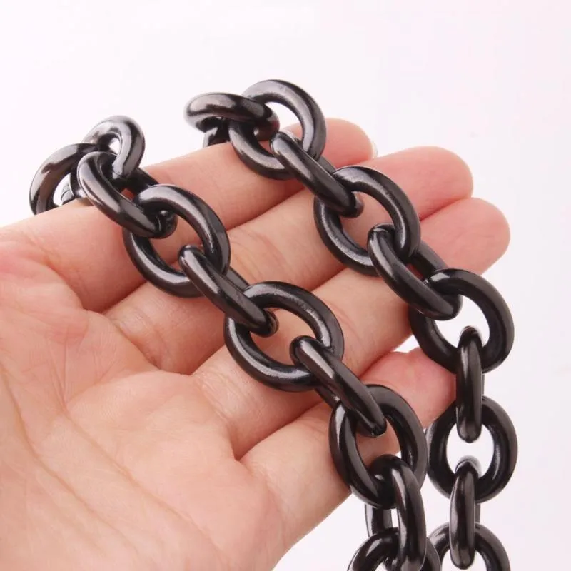 Chains 8/11/13/15mm 8"-40" Fashion Black Tone Stainless Steel Womens Mens Rolo Oval Link Necklaces JewelleryChains_voghion.com