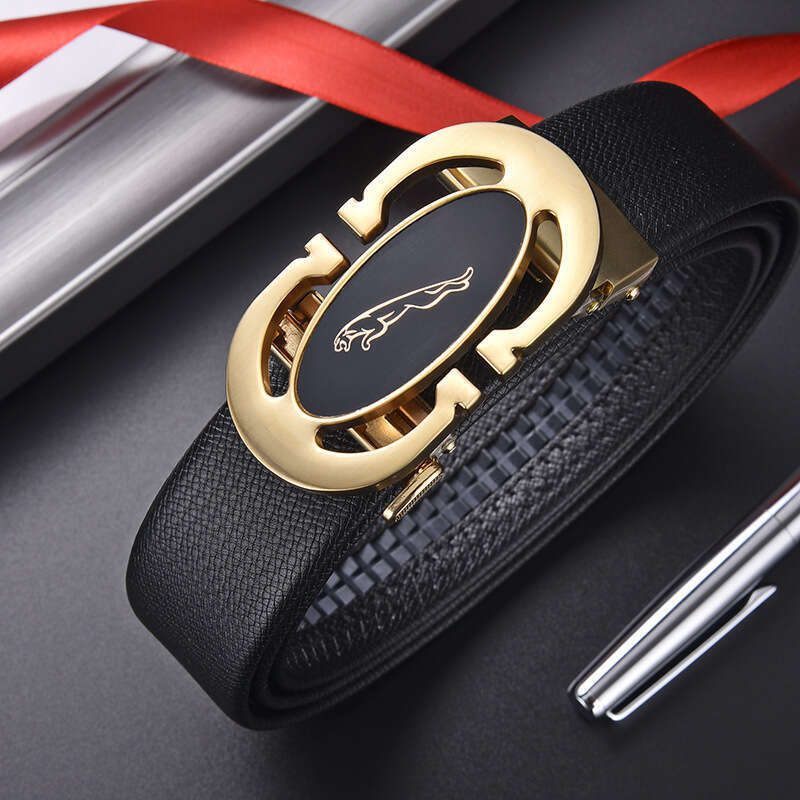 Men's Leather Zinc Alloy Belt, Business Men's Automatic Buckle Edge Waistband_voghion.com