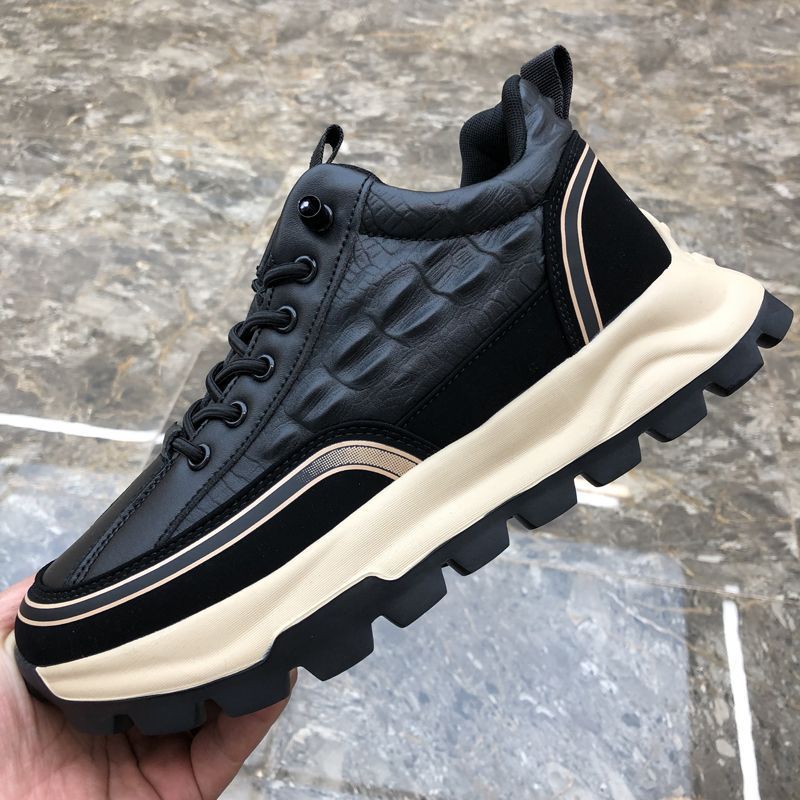 2024 Frühjahr Neue Herren Leder Casual Sports mit Trendy Reise Dicke Sohle Schuhe_voghion.com