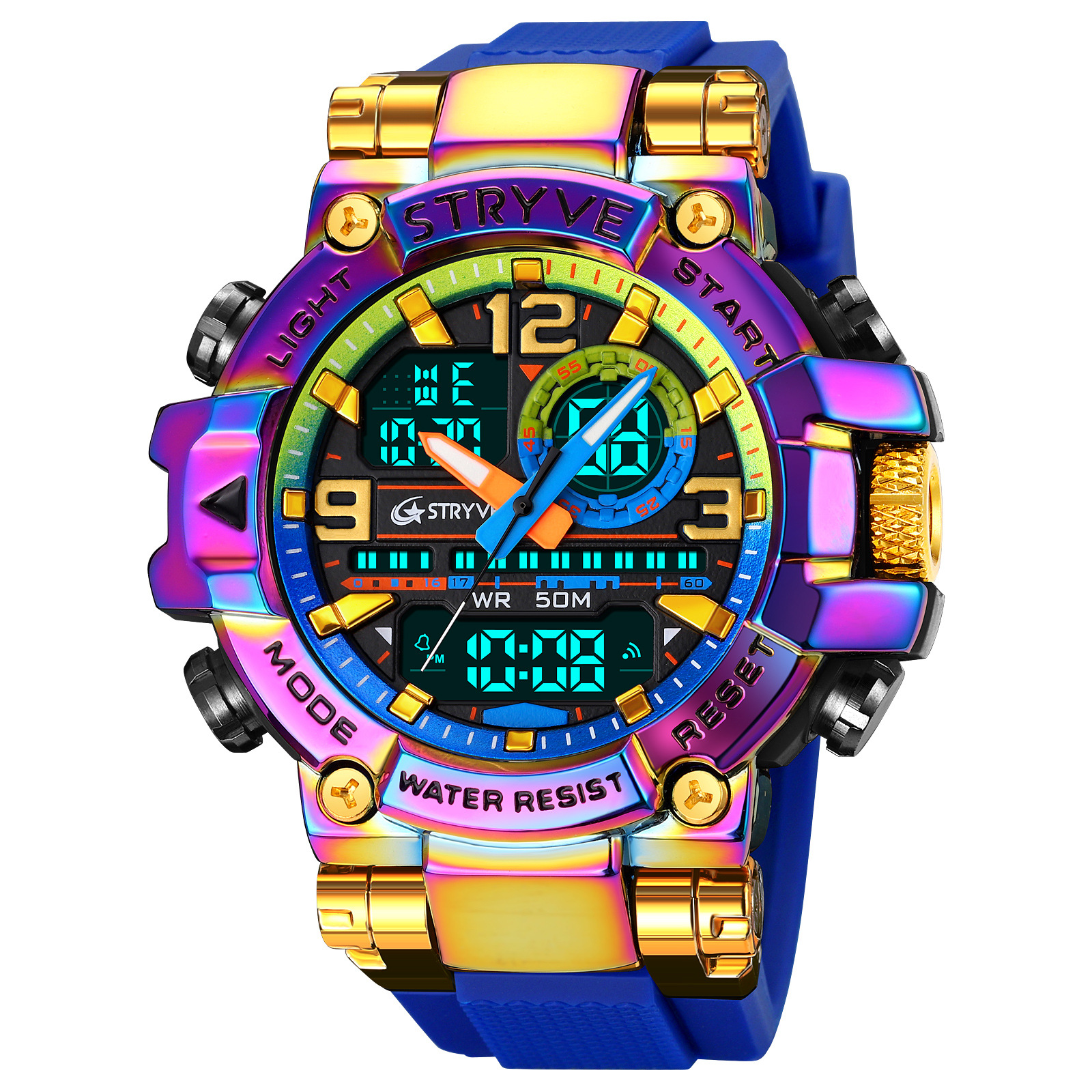 STRYVE Hot Selling Sports Colorful Luminous Electronic Waterproof Wristwatch Multi-Function Student Watch 8025_voghion.com