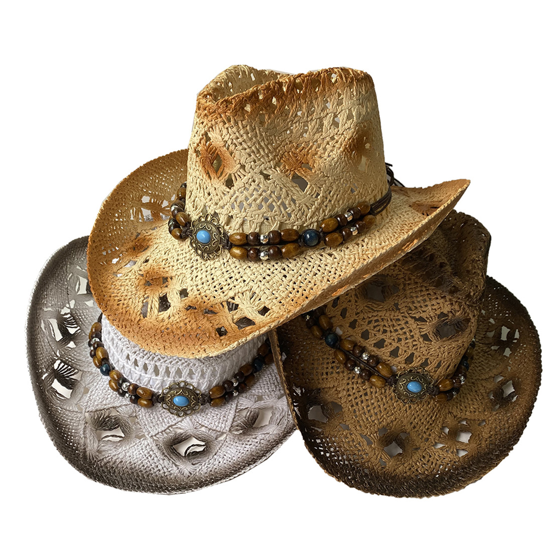 Pălărie de vară pentru bărbați, tricotată, cu paie de viță de vie, stil cowboy, cu protecție solară, pentru pescuit, zonă pitorească_voghion.com