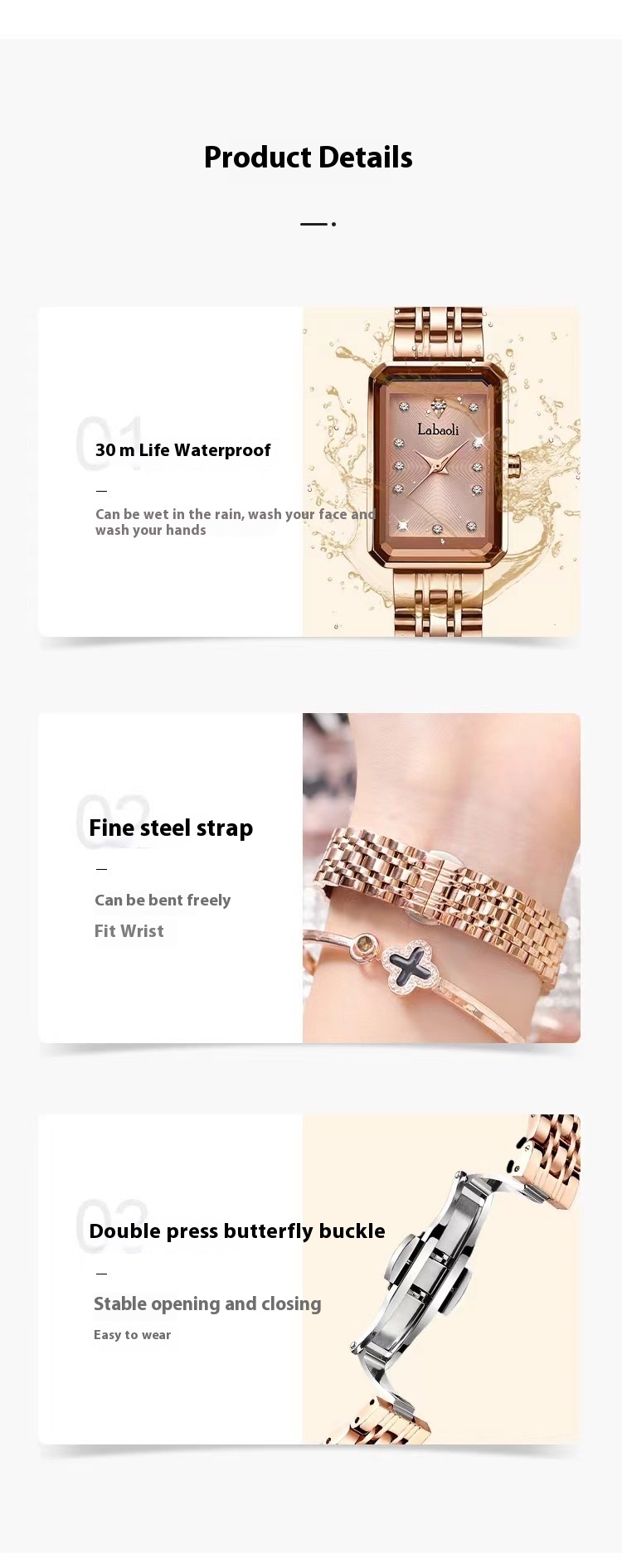 Il nuovo orologio estivo da donna con cinturino in acciaio versatile quadrato piccolo stile Instagram di Labaoli_voghion.com